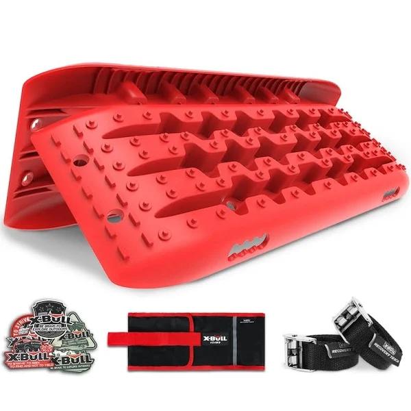 X-BULL KIT2 Recovery Tracks 6pcs Board Traction Sand Trucks Strap Mounting 4x4 Sand Snow Car Red