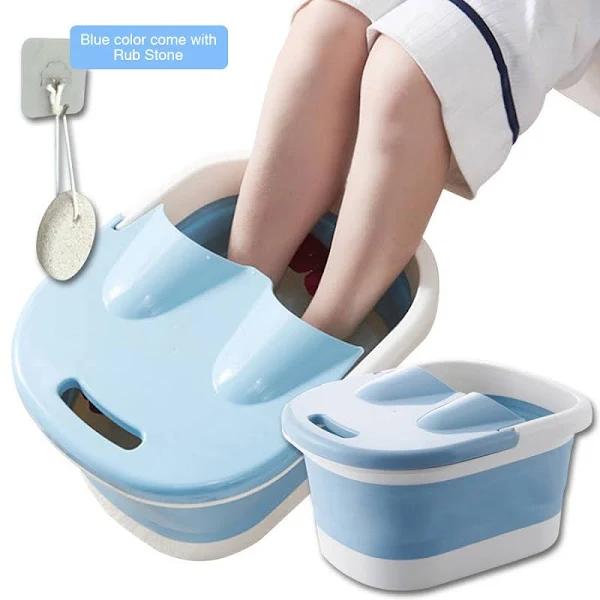 Foot Spa Water Pedicure Foldable Bucket Folding Massage Footbath Soaking Basin Blue