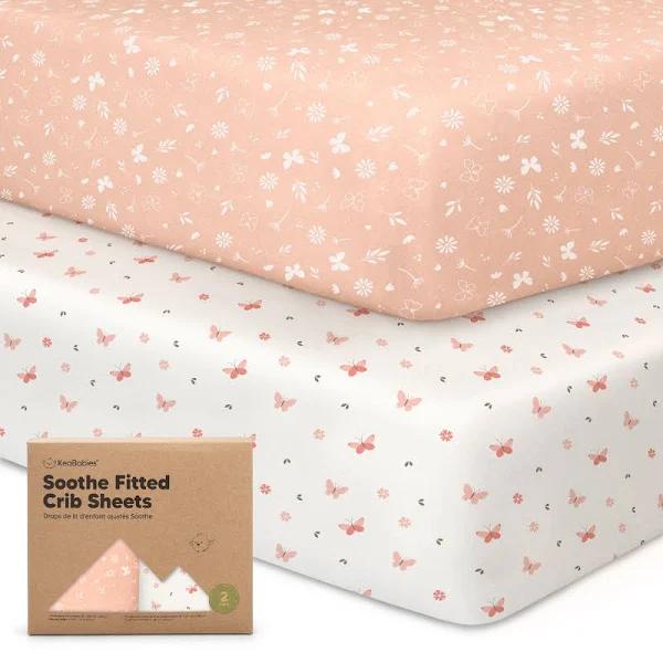 2-Pack Organic Cot Sheets Fitted for Boys, Girls - 132x71cm Cot Bedding Sheets, Cotton Jersey Cot Fitted Sheets, Soft Fitted Crib Sheets, Unisex