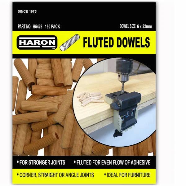 Haron Fluted Dowels 6mm x 32mm 150pcs For Furniture and Joints H5426