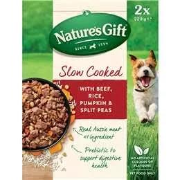 Nature's Gift Slow Cooked Beef, Rice Pumpkin & Peas Dog Food 220g x 2 Pack