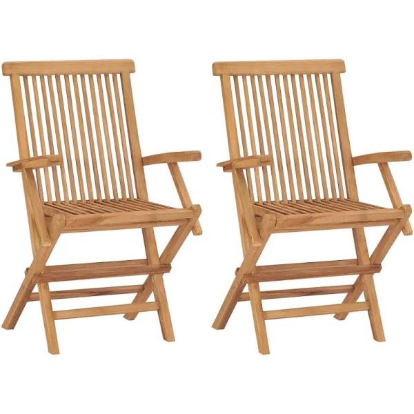 vidaXL Folding Garden Chairs 2 pcs. Solid Wood Teak