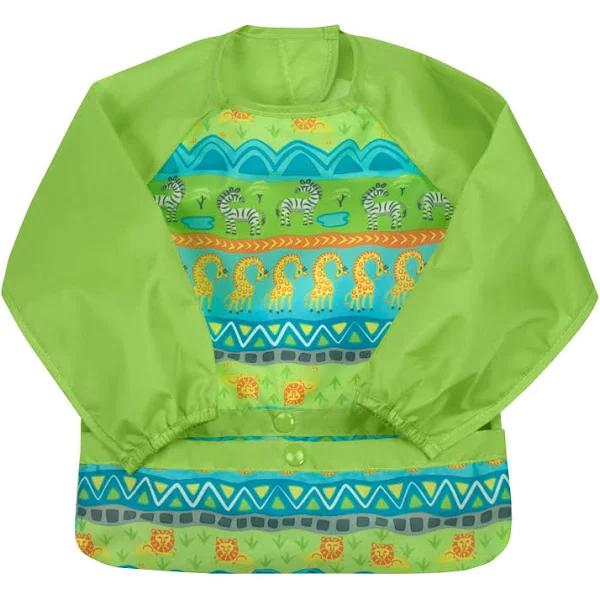 Green Sprouts Snap & Go Easy-wear Long Sleeve Bib Green Safari / 2T-4T