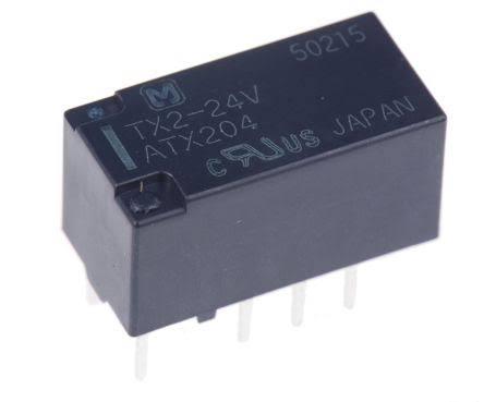 Panasonic Surface Mount Signal Relay, 24V DC Coil, 2A Switching Current, DPDT, TX2-24V