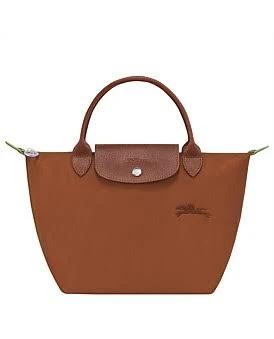 Longchamp Le Pliage Green Small Top Handle Bag in 504 Cognac