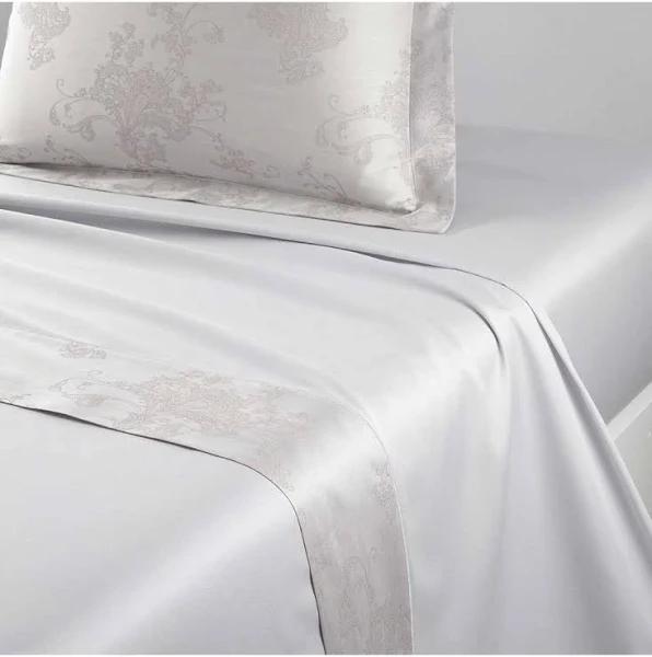 David Jones Yves Delorme Soierie Bed Flat Sheet in Silver, Size King