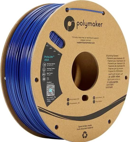 Polymaker 1.75mm PolyLite ASA Filament Blue, 2.2 lb Weight 2.2lbs 1.0 kg, 1.75mm PF01005