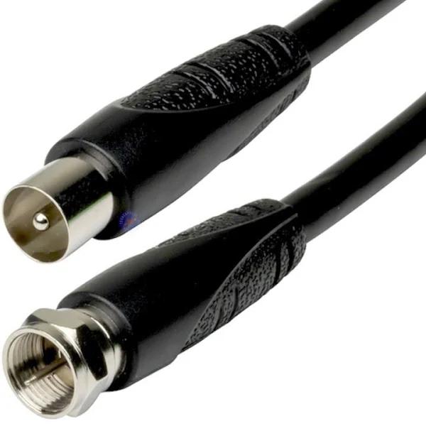 1.5m TV Antenna Cable - F Plug To TV Coaxial Plug - Jaycar