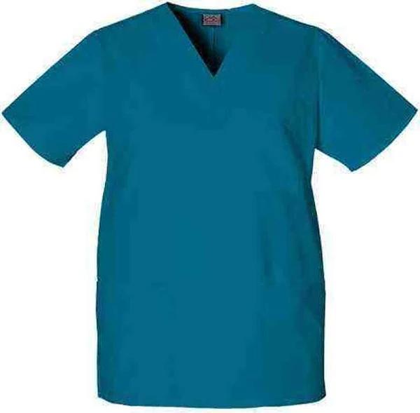 Cherokee Workwear 4876 Scrubs Top Unisex V-Neck Caribbean Blue