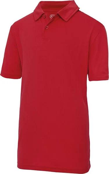 Just Cool Kids Unisex Sports Polo Plain Shirt (Pack of 2) Fire Red 7-8 Years