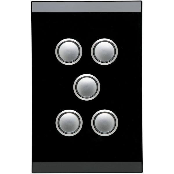 Clipsal Saturn 5 Gang Switch with Led Espresso Black