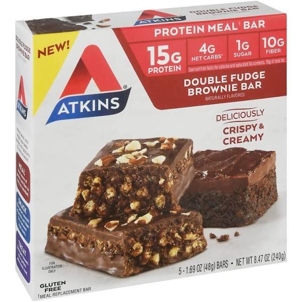 Atkins Protein Meal Bar Double Fudge Brownie 5 Bars