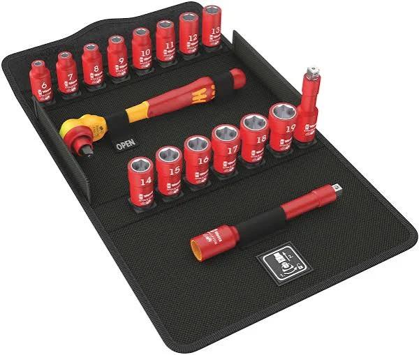 Wera 05004970001 8100 SB 1 Zyklop VDE and Socket Set, Black, 3/8-Inch