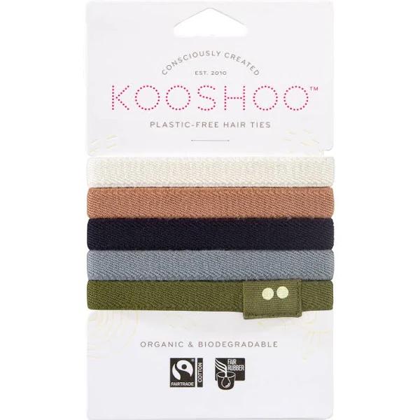 Kooshoo Organic Plastic-Free Flat Hair Ties - Classics (5 Pack)