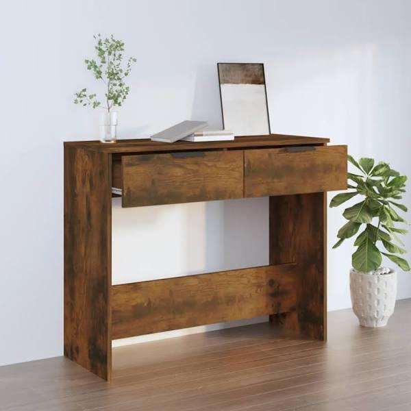 vidaXL Console Table Smoked Oak 90x36x75 cm Engineered Wood