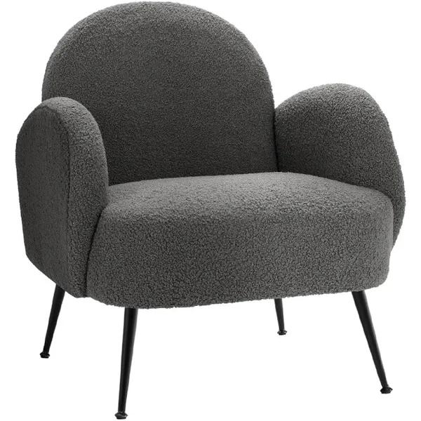 Armchair Lounge Chair Armchairs Accent Arm Chairs Sherpa Boucle Charcoal