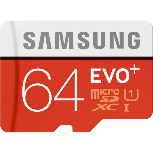 Samsung 64GB microSDXC Evo+ UHS-1 Class 10 Memory Card with Adapter