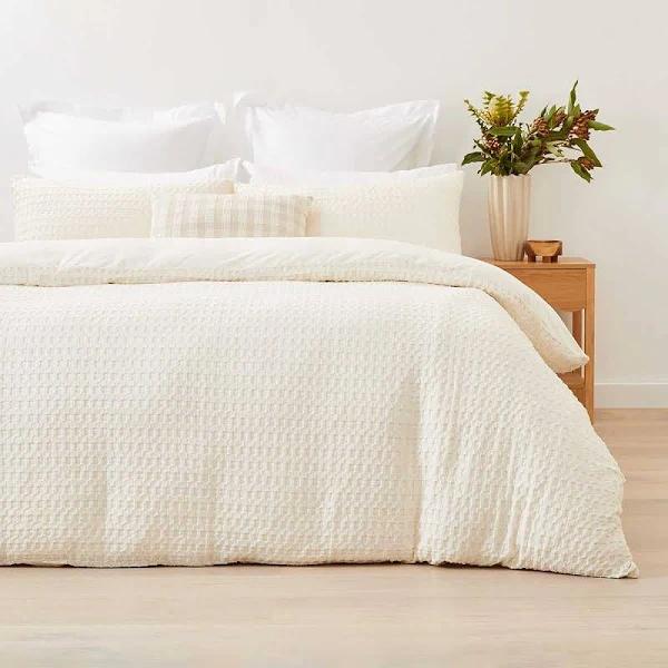 Kmart Harley Cotton Quilt Cover Set - Double Bed, Ivory