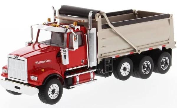 Diecast Masters Western Star 4900 SF Dump Truck with Red Cab & Matte S