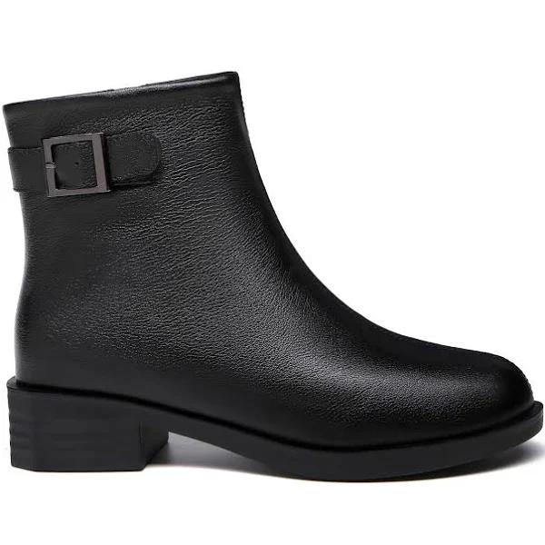 TA Women Leather Boots Ivana Buckled Chelsea Boots Black-Black-41