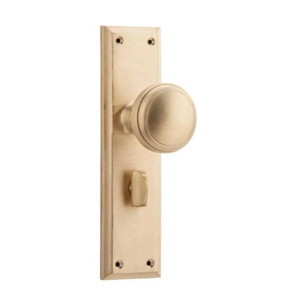 Tradco Door Knob Milton Privacy Pair Unlacquered Satin Brass