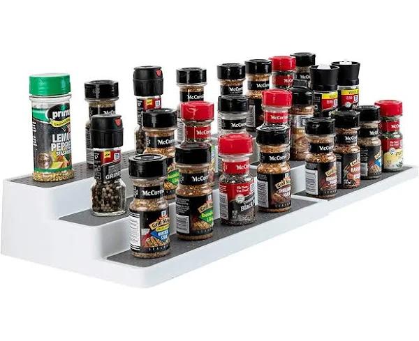 6 x Non Slip 3 Tier Extendable Shelf 38x24x9cm Kitchen Cabinet Pantry Organisers Spice Shelf Holder Organizer for Jars Seasonings and Spice Bottles