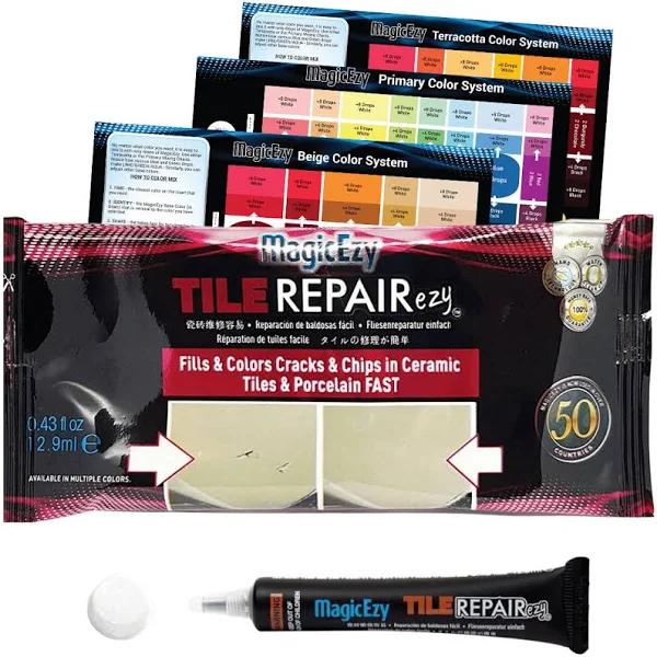 MagicEzy Tile Repairezy - Porcelain Tile Repair Kit - Fix Cracked or Chipped Ceramic Tiles Fast - Thick Structural Repair Filler, Putty and Adhesive