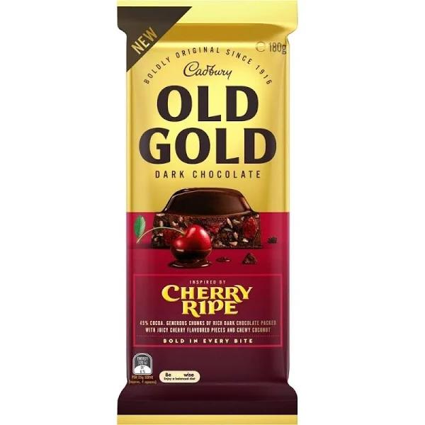 Cadbury Old Gold Cherry Ripe Dark Chocolate Block 180g