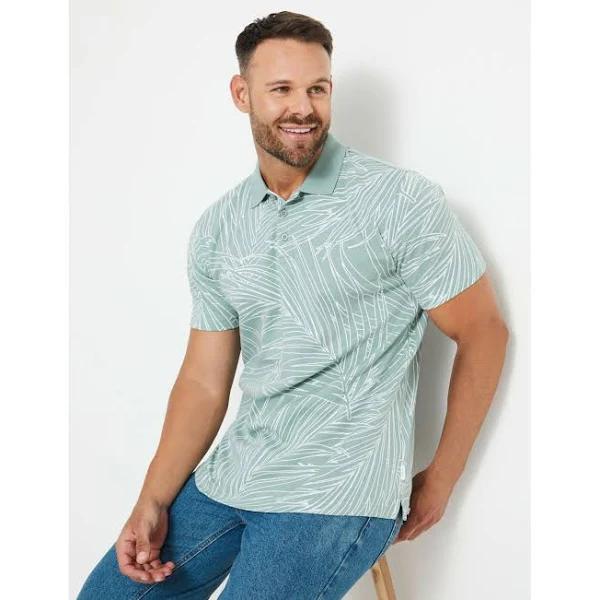 Rivers - Mens Tops - Short Sleeve Palm Print Polo