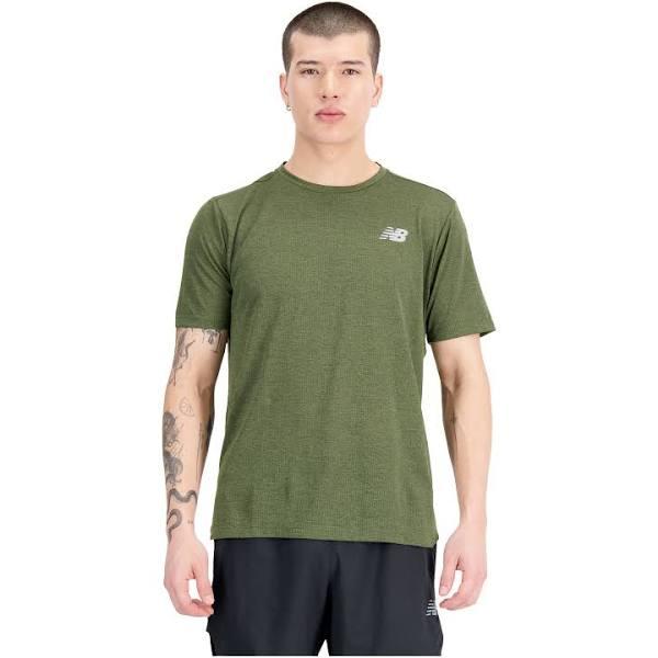 New Balance Impact Run Short Sleeve T-Shirt Khaki Green - L