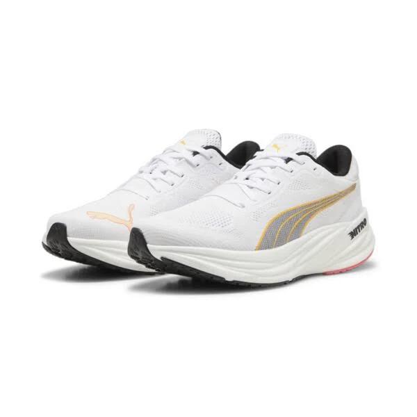 Magnify Nitro 2 Men's Running Shoes in White/Sun Stream/Sunset Glow, Size 11, Synthetic by Puma