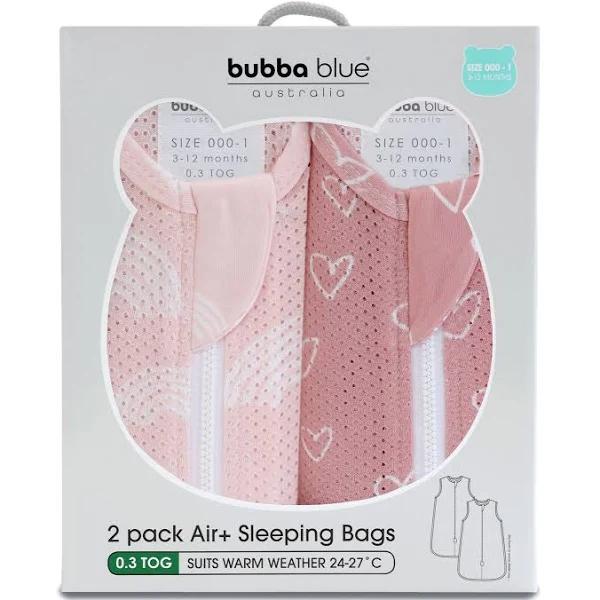 Bubba Blue 2 Pack Sleepbag Air+ 0.3 TOG Berry / Rose Size 3-12 Months