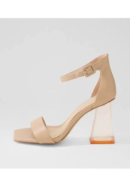 David Jones Midas Messaa Nude Leather Sandals in Neutral, Size 39 EU