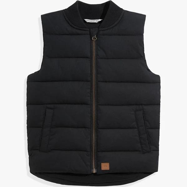 Country Road Rib Nylon Vest in Black 2-3