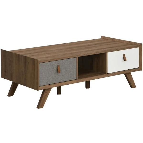 Kruz Wooden Rectangular Coffee Table w/ 2-Drawers - Walnut