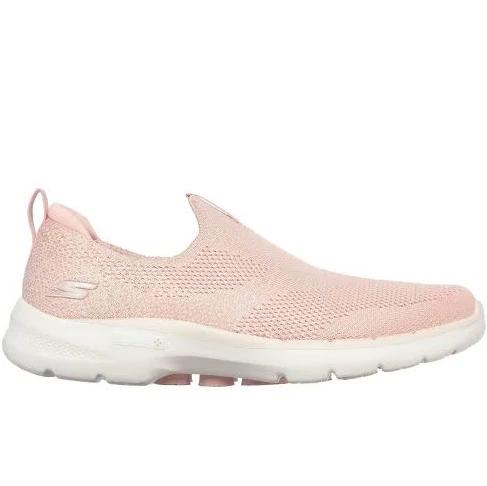 Womens Skechers Go Walk 6 - Glimmering Light Pink Walking Sport Shoes