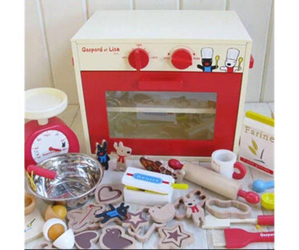 All 4 Kids Wooden Pretend Play Toy Bread Oven Bakery Set