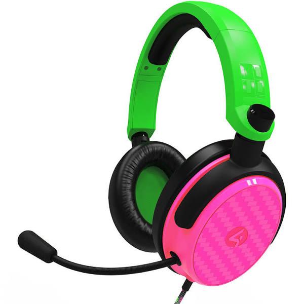 4Gamers C6-100 Wired Gaming Headset (Neon Green & Pink)