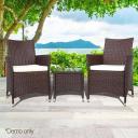 Gardeon 3pc Bistro Wicker Outdoor Furniture Set - Brown