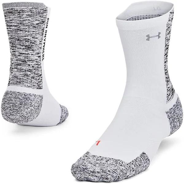 Under Armour Unisex ArmourDry Run Cushion Mid-Crew Socks White LG