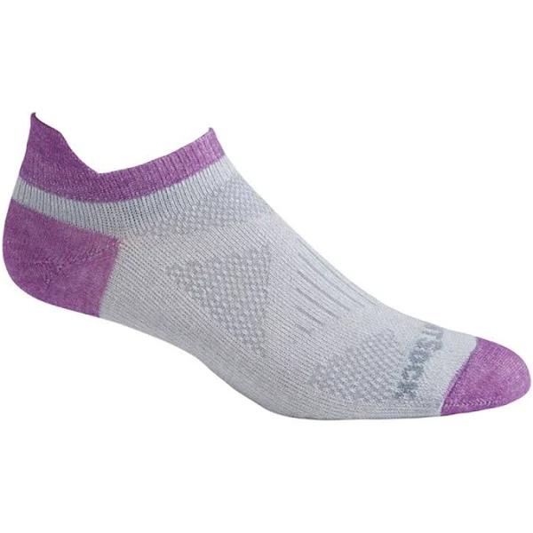 Wrightsock Coolmesh II Tab Womens Socks Light Grey/Plum L