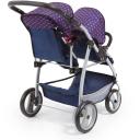 Bayer Twin Tandem Doll Pram Blue/Pink Hearts