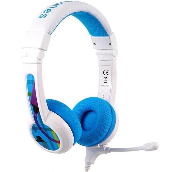 BuddyPhones School Plus Wired Headphones/Headset w/ Boom Mic Blue Kids