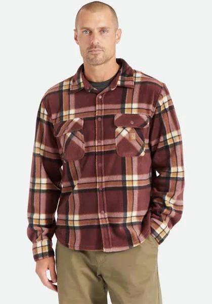 Brixton Bowery L/S Arctic Stretch Fleece - Mahogany Plaid - M