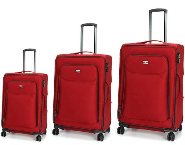 Swiss Luggage Suitcase Super Lightweight With 8 Wheels 360 Degree Rolling Softcase 3 Pieces Set SN17306A&B&C Red