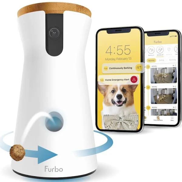 Furbo 360° Dog Camera [Premium Safety Package - Subscription required] Smart Camera Designed For Dogs, 360° View, Tracking, Treat Toss, Barking