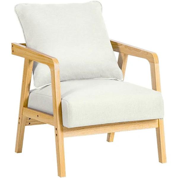 Furb Armchair Lounge Chair Accent Chairs Armchairs Fabric Single Sofa with Foam Seat Bedroom Beige - AfterPay & zipPay Available