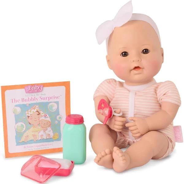 Baby Sweetheart Bath Time 12-Inch Soft-Body Newborn Baby Doll with Easy-to-Read Story Book and Baby Doll Accessories