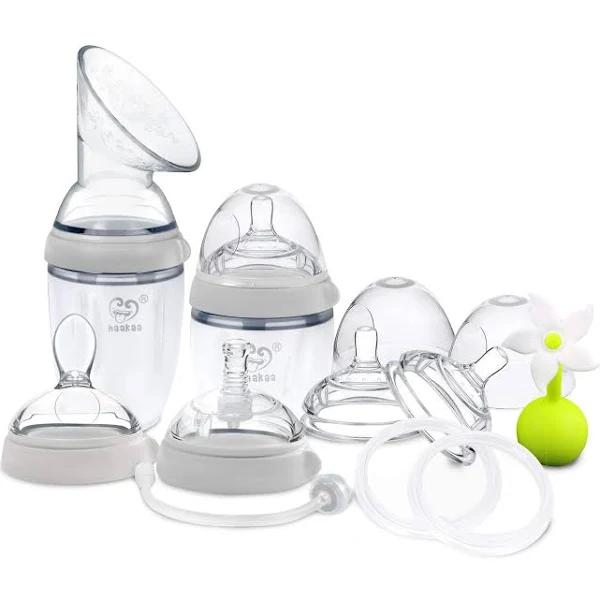 Haakaa Generation 3 Silicone Pump and Bottle Premium Pack-Grey