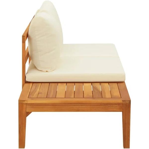 vidaXL Garden Bench with Table Cream White Cushions Solid Acacia Wood